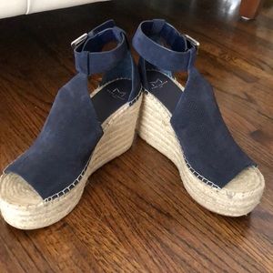 Marc Fisher Annie Navy Suede Wedges NEW